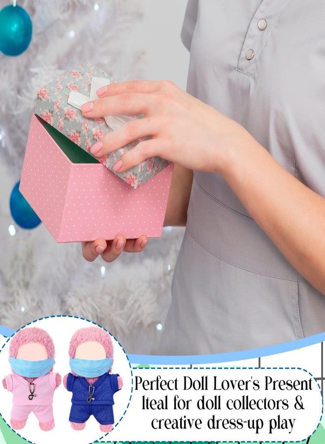 Velmitten 2 Pcs Pink & Blue Doll Clothes Doctor Nurse Scrubs Outfit Set for 17cm Dolls with Mini Mask & Stethoscope Cute Nurse Uniform with Accessories Ideal Gift for Lovers & Collectors - Image 4
